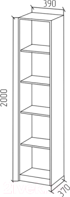 Стеллаж МДК СЛУ1 узкий открытый 390x370x2000 (дуб млечный)