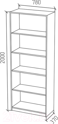 Стеллаж МДК СЛШ1 широкий открытый 780x370x2000 (белый)