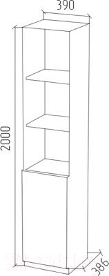 Стеллаж МДК СЛУ3 узкий закрытый 390x386x2000 (дуб млечный)