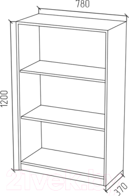 Стеллаж МДК СЛН1 широкий открытый низкий 780x370x1200 (белый)