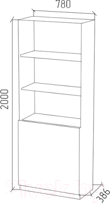 Стеллаж МДК СЛШ3 широкий с 2 дверьми и полками 780x386x2000 (белый)
