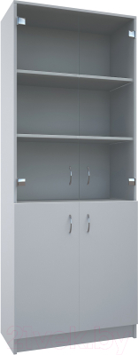 Стеллаж МДК СЛШ5 широкий с 2 дверьми и стеклом 780x386x2000 (белый) - фото