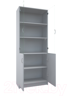 Стеллаж МДК СЛШ5 широкий с 2 дверьми и стеклом 780x386x2000 (белый)