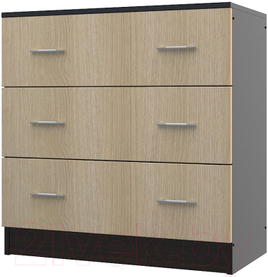 Комод МДК КМ1 с 3 ящиками 820x800x418 (венге/дуб млечный) - фото