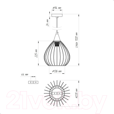 Потолочный светильник Элетех Лукас 211 НСБ 01-60-148 / 1005404557 (черный муар)