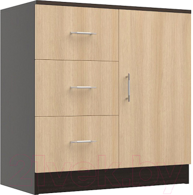 Тумба МДК КМ1Д с ящиками и дверками 820x800x418 (венге/дуб млечный) - фото