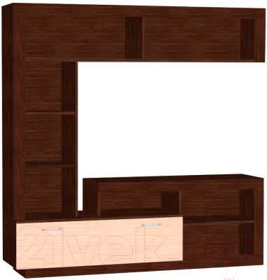Стенка МДК ГТ4 центральный для гостиной 1704x1702x413 (венге/дуб млечный) - фото