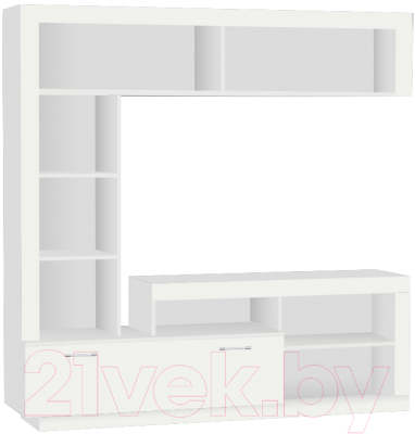 Стенка МДК ГТ4 центральный для гостиной 1704x1702x413 (белый) - фото