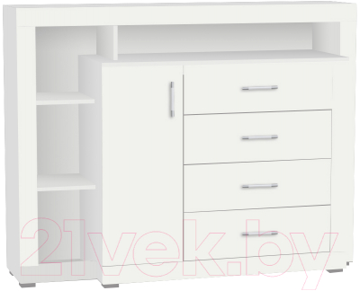 Тумба МДК ГТ5 под ТВ с полками 1044x1360x403 (белый) - фото