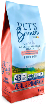 Сухой корм для собак Pet's Brunch Adult Super Mini Breeds с телятиной - фото
