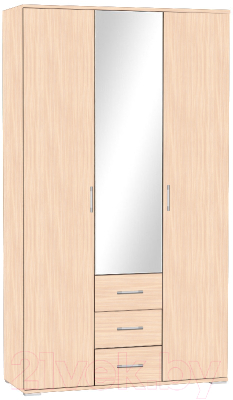 Шкаф МДК ГШ2-1 3-х створчатый с ящиками 2120x1200x450 (дуб млечный) - фото