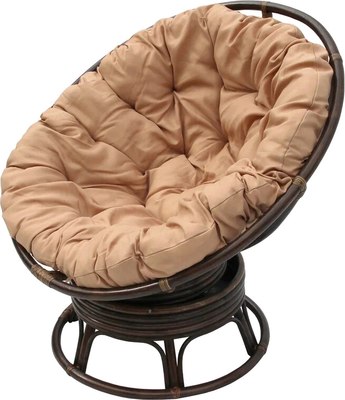 Кресло-качалка Garden Story Папасан Roker D100 вращающееся / CV-18C (бежевый/коньячный) - фото