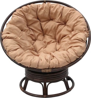 Кресло-качалка Garden Story Папасан Roker D100 вращающееся / CV-18C (бежевый/коньячный)