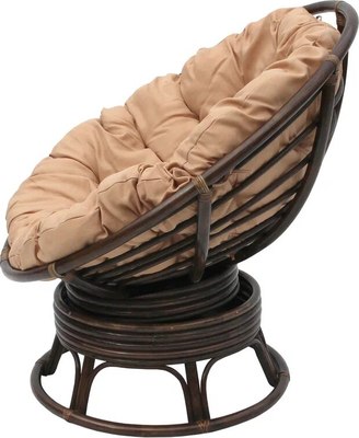 Кресло-качалка Garden Story Папасан Roker D100 вращающееся / CV-18C (бежевый/коньячный)