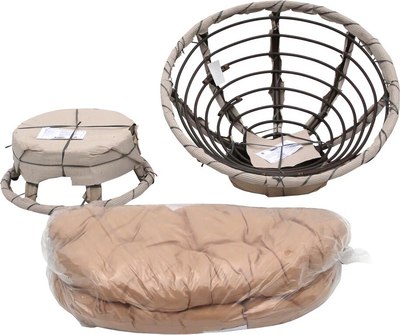 Кресло-качалка Garden Story Папасан Roker D100 вращающееся / CV-18C (бежевый/коньячный)