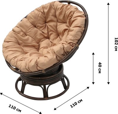 Кресло-качалка Garden Story Папасан Roker D100 вращающееся / CV-18C (бежевый/коньячный)