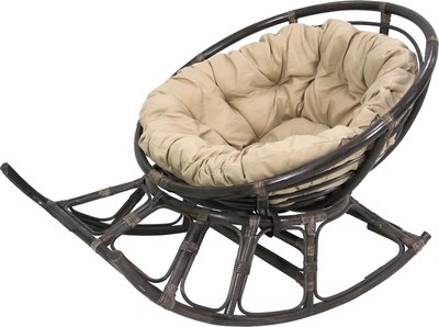 Кресло-качалка Garden Story Папасан Харли D100 на полозьях / CV-20C (бежевый/коньячный) - фото
