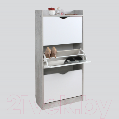 Тумба для обуви Аквилон ШО-63Б (цемент светлый/белое сияние)