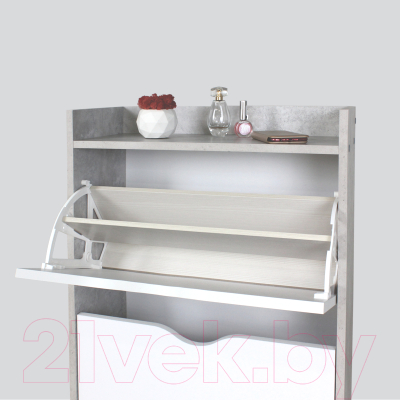 Тумба для обуви Аквилон ШО-63Б (цемент светлый/белое сияние)