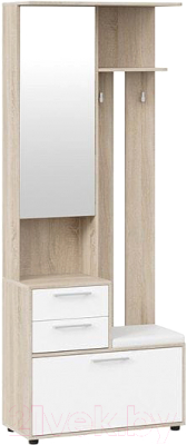 Секция в прихожую ТриЯ Витра комбинированная тип 1 (дуб сонома/белый ясень) - фото