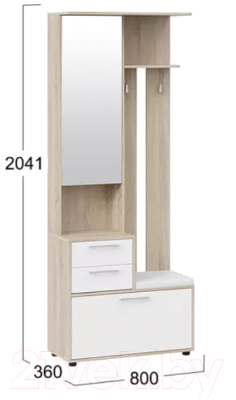 Секция в прихожую ТриЯ Витра комбинированная тип 1 (дуб сонома/белый ясень)