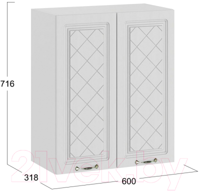 Шкаф навесной для кухни ТриЯ Бьянка 1В6 (белый/дуб белый)