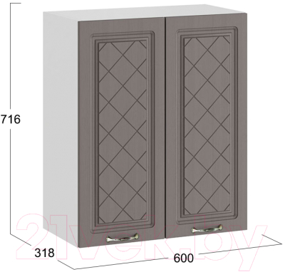 Шкаф навесной для кухни ТриЯ Бьянка 1В6 (белый/дуб серый)