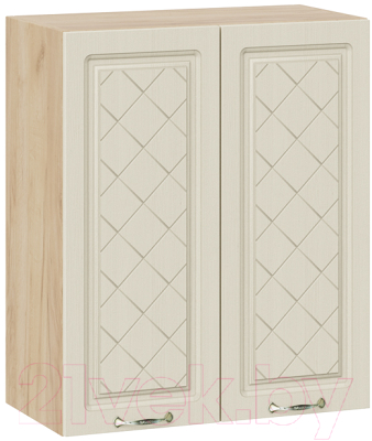 Шкаф навесной для кухни ТриЯ Бьянка 1В6 (дуб крафт золотой/дуб ваниль) - фото