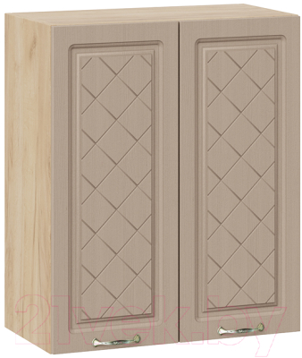 Шкаф навесной для кухни ТриЯ Бьянка 1В6 (дуб крафт золотой/дуб кофе) - фото