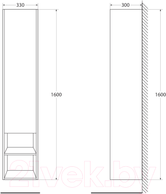 Шкаф-пенал для ванной BelBagno KRAFT-1600-1A-SC-RT-R