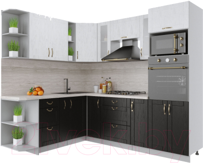 Готовая кухня Интерлиния Мила Крафт 1.88x2.4 левая - фото