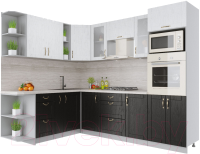 Готовая кухня Интерлиния Мила Крафт 1.88x2.6 левая - фото