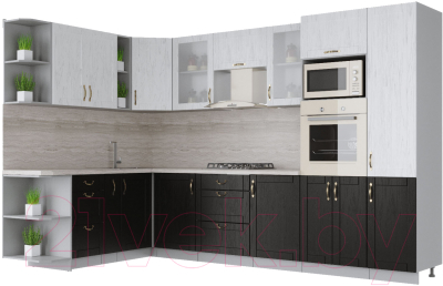 Готовая кухня Интерлиния Мила Крафт 1.88x3.2 левая - фото