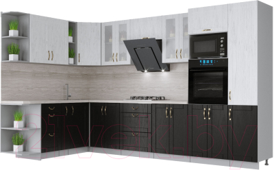 Готовая кухня Интерлиния Мила Крафт 1.88x3.4 левая - фото