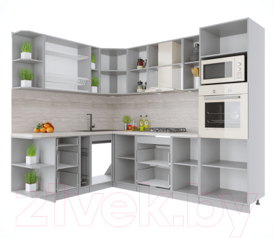 Готовая кухня Интерлиния Мила Крафт 1.88x2.6 левая