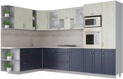 Готовая кухня Интерлиния Мила Крафт 1.88x3.2 левая - фото