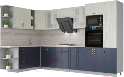 Готовая кухня Интерлиния Мила Крафт 1.88x3.4 левая - фото