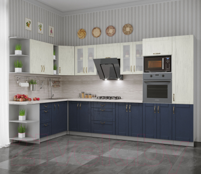 Готовая кухня Интерлиния Мила Крафт 1.88x3.4 левая