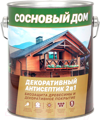 Защитно-декоративный состав Сосновый дом Красное дерево - фото