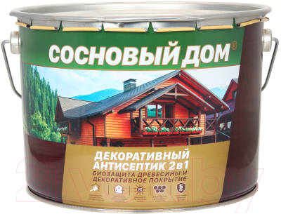 Защитно-декоративный состав Сосновый дом Красное дерево - фото