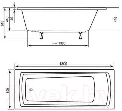 Ванна акриловая Ravak Domino Plus 180x80 (C651R00000)