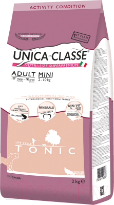 Сухой корм для собак Unica Classe для взрослых собак мелких пород лосось (2кг) - фото