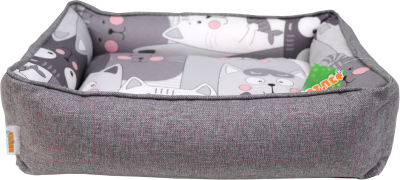 Лежанка для животных Кот и Пёс Анфиса №2 / Л6450МХб-С (серый) - фото