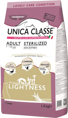 Сухой корм для кошек Unica Classe для взрослых стерилизованных кошек утка (1.5кг) - фото