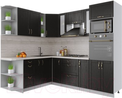 Готовая кухня Интерлиния Мила Крафт 1.88x2.4 левая - фото