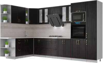 Готовая кухня Интерлиния Мила Крафт 1.88x3.4 левая - фото