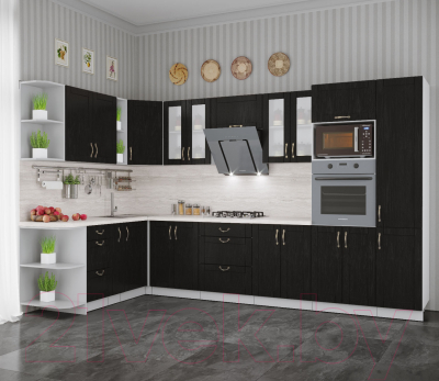Готовая кухня Интерлиния Мила Крафт 1.88x3.4 левая