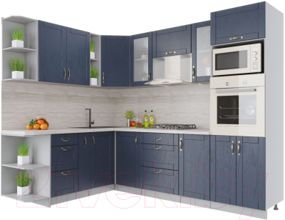 Готовая кухня Интерлиния Мила Крафт 1.88x2.6 левая - фото