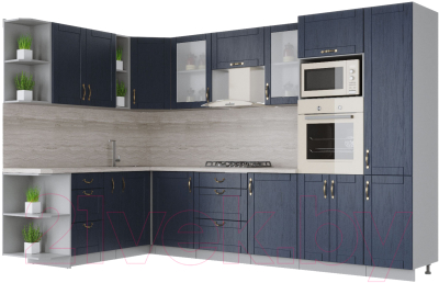 Готовая кухня Интерлиния Мила Крафт 1.88x3.2 левая - фото