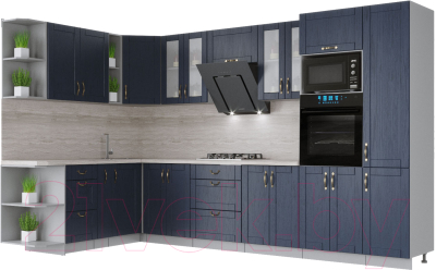 Готовая кухня Интерлиния Мила Крафт 1.88x3.4 левая - фото